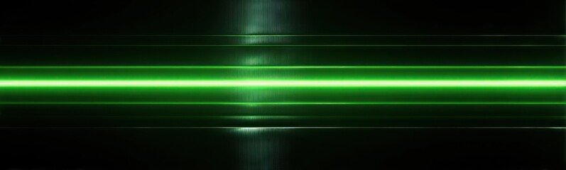 Abstract green light streak across dark background with horizontal lines