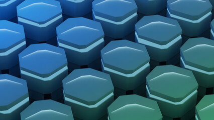 Blue and green 3D hexagon honeycomb background