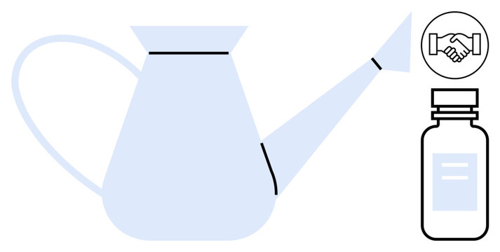 Gardening concept. Gardening tools and fertilizer bottle for plant care. Gardening for growing plants and fostering relationships. Suitable for agriculture, landscaping, eco-living, sustainability