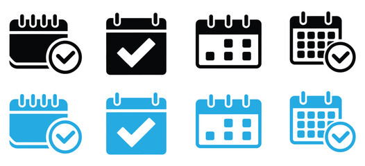 Schedule your events with black and blue appointment calendar icons,Calendar icon set. calendar symbol. calendar vector icon,Calendar icon vector. calendar sign and symbol. Schedule icon symbol