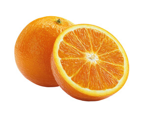 A whole, vibrant orange and its juicy, sliced-open counterpart