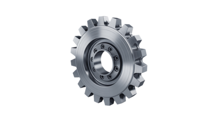 Polished Metal Gear with Ball Bearing Center Keywords: gear, cogwheel, metal, steel, mechanical isolated on a transparent background