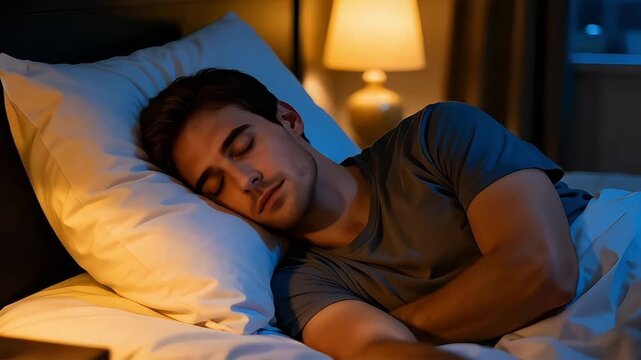 The night sleep of handsome man