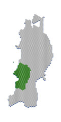 ハニカム構造状の山形県の地図
