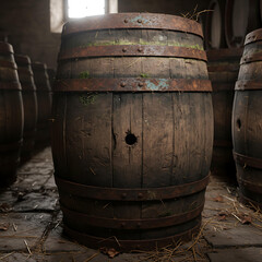 Rustic Wooden Barrel Outdoor