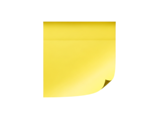 Bright Yellow Square Sticky Note Paper Isolated On A Transparent Background Ready For Important Message Reminders And Urgent Business Communication Concepts With Curled Corner Detail And Copy