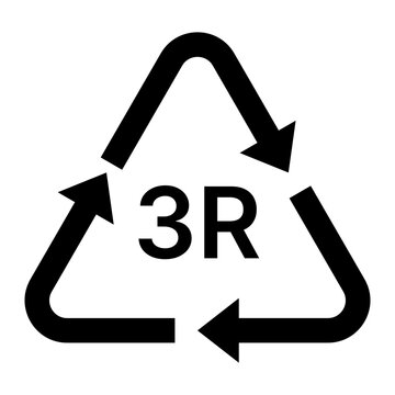 recycle symbol and 3r glyph icon