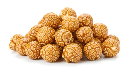 Caramel Popcorn Pile Isolated on White Background sweet