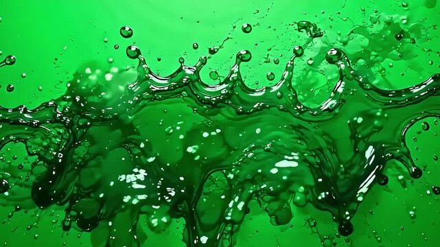 A green background anchors the scene as explode oil stain motion cuts across the surface with jagged grace, each wave a statement of unpredictable force.