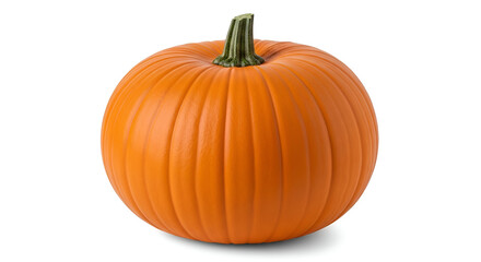 Obraz premium Bright Orange Pumpkin with Green Stem on White Background