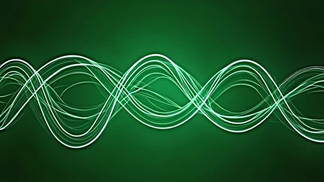 Explode magnetic force line streams weave intricately across a rich green background, merging abstract physics with digital artistry in a smooth and radiant motion sequence.