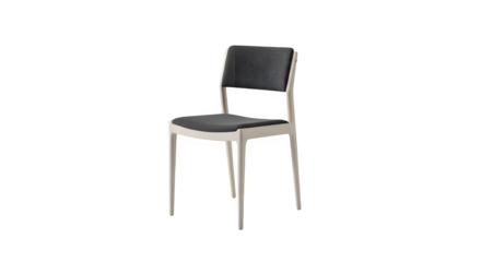 Modern outdoor dining chair with woven backrest and light frame, perfect for patio or garden seating, isolated on transparent background