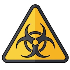 Biohazard Warning Sign Vector Illustration. Isolated Yellow Triangle Symbol for Health Safety, Hazardous Material, and Medical Protection