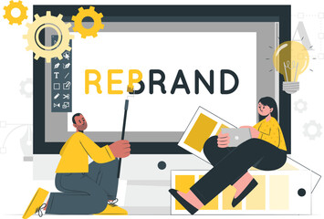 Team working on a rebrand project