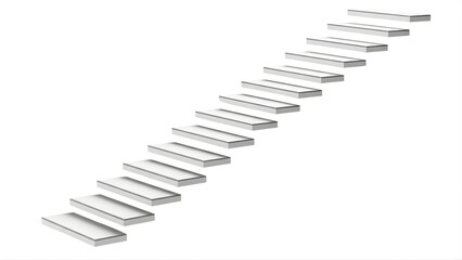 Obraz premium Simple white staircase ascending diagonally, symbolizing growth, achievement, and future steps, isolated on white background