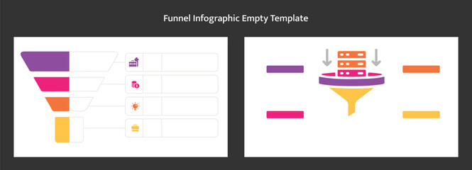 Colorful Funnel Diagram Infographic with StepbyStep Flowchart for Presentation Slides