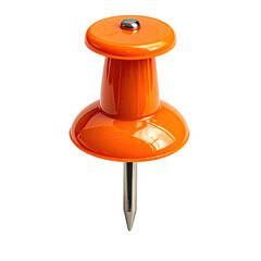 Orange pushpin shiny, pointy, and isolated