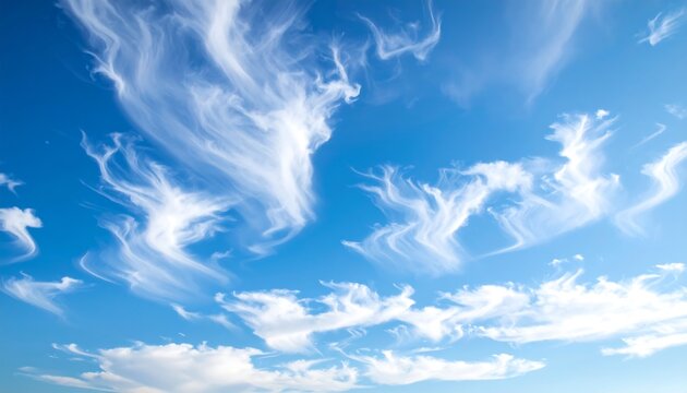 Wispy clouds dance across a vibrant blue sky - Powered by Adobe