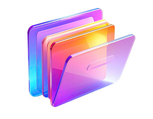 Glossy, colorful digital folder with file layers inside