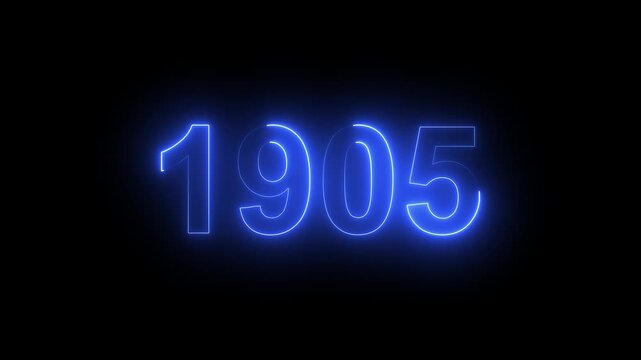1905 Glowing Neon Line Text Animation, Powerful Abstract Neon Number Design in Stunning 4K Highlighting the Iconic and Important Year important date 1905.