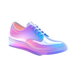 Iridescent shoe with white laces