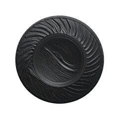 Dark, textured circle with central depression detail