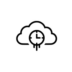 Digital cloud icon silhouette with clock inside vector illustration design concept time management symbol graphic art
