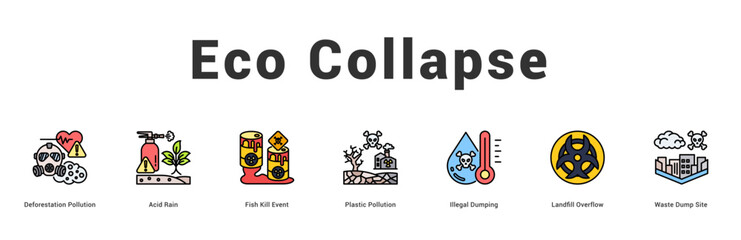 Fototapeta premium Eco Collapse Modern and clean web banner illustration featuring thematic icons for visual communication