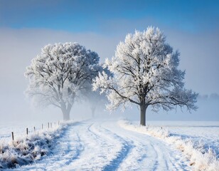 Winter wonderland landscape with frosted trees (1)