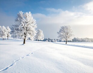 Winter wonderland landscape with frosted trees