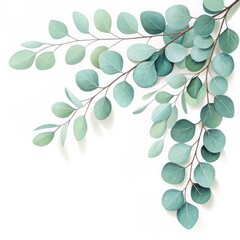 Delicate eucalyptus branch with soft green leaves on a for elegant floral designs