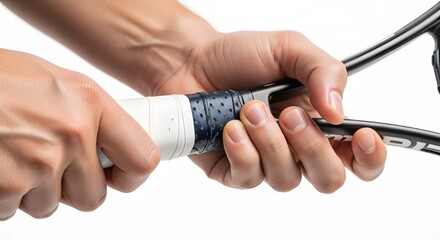 Get a Grip: Hands Securely Holding a Tennis Racket for a Powerful Serve, Ready for Action, Professional Athlete, Focused, Determination, Skill, Sport