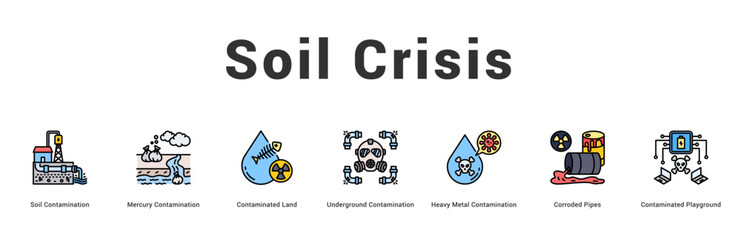 Soil Crisis Modern and clean web banner illustration featuring thematic icons for visual communication