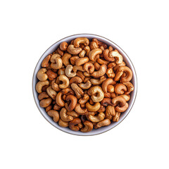 Bowl full of cashews on black