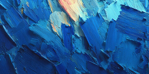 Abstract Blue Texture Oil Painting Strokes A Textured Palette Knife Impressionistic Display