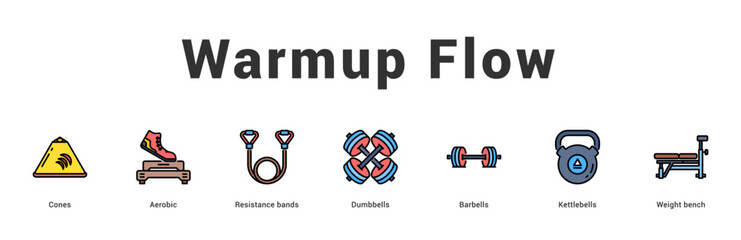 Warmup Flow Modern and clean web banner illustration featuring thematic icons for visual communication