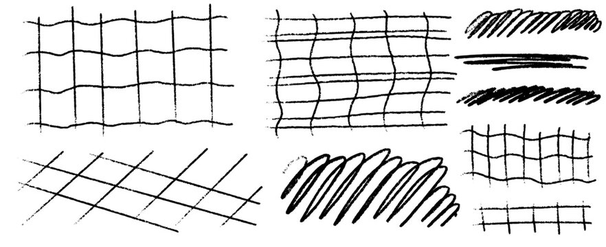 Hand-drawn grid and underline texture with soft crayon strokes and bold crayon shading, set over a clean grid layout with repeated spacing, finished with expressive scrawl lines and subtle scrawl acce