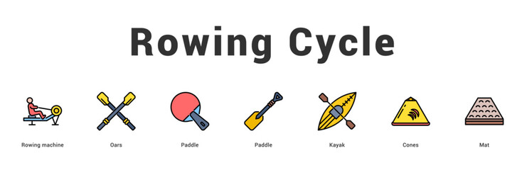 Rowing Cycle Modern and clean web banner illustration featuring thematic icons for visual communication