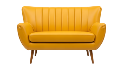 Beautiful leather sofa living bed isolated on a white background. Isolated bed furniture.