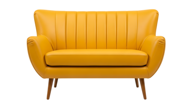 Beautiful leather sofa living bed isolated on a white background. Isolated bed furniture.