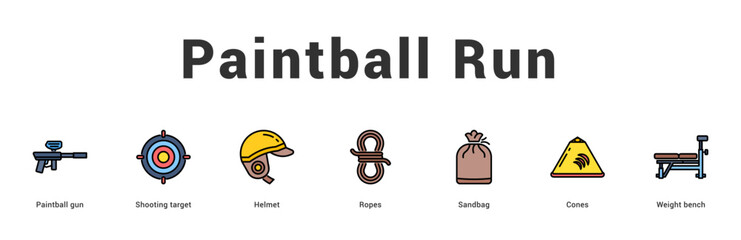 Paintball Run Modern and clean web banner illustration featuring thematic icons for visual communication