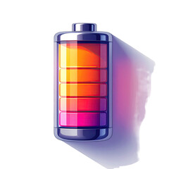Glowing battery icon, full charge, gradients & soft shadows