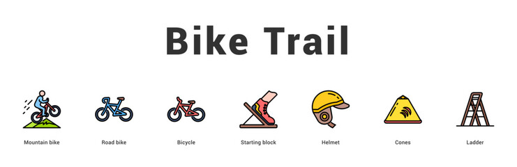 Bike Trail Modern and clean web banner illustration featuring thematic icons for visual communication