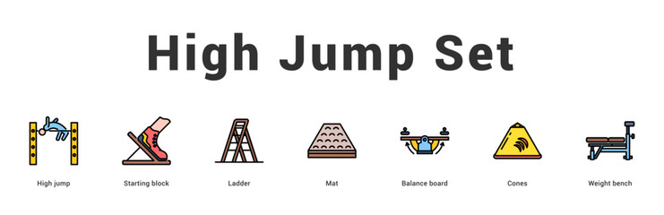 High Jump Set Modern and clean web banner illustration featuring thematic icons for visual communication
