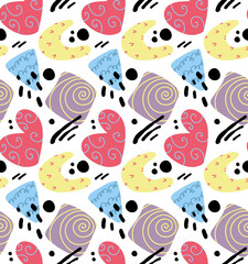 Abstract Geometric Shapes Seamless pattern. Art Vector Pattern Isolated Background. Hand Drawing