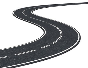 Winding road on white background