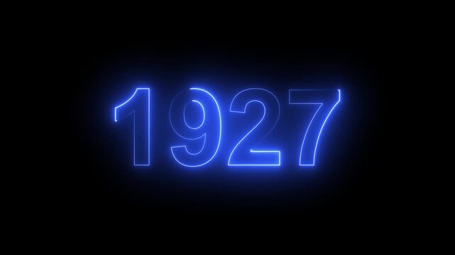 1927 Glowing Neon Line Text Animation, Powerful Abstract Neon Number Design in Stunning 4K Highlighting the Iconic and Important Year important date 1927.
