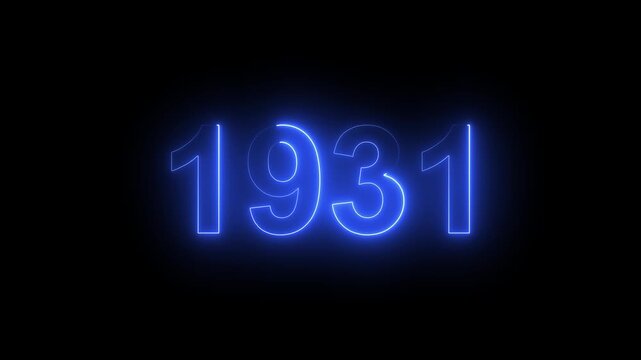 1931 Glowing Neon Line Text Animation, Powerful Abstract Neon Number Design in Stunning 4K Highlighting the Iconic and Important Year important date 1931.