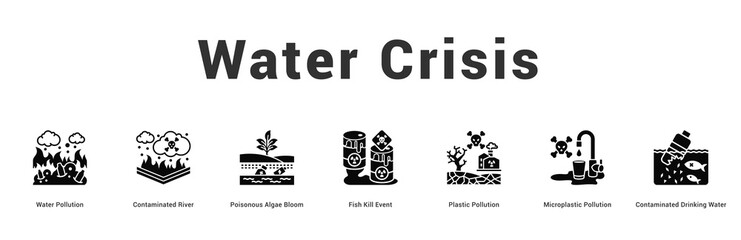 Obraz premium Water Crisis Modern and clean web banner illustration featuring thematic icons for visual communication