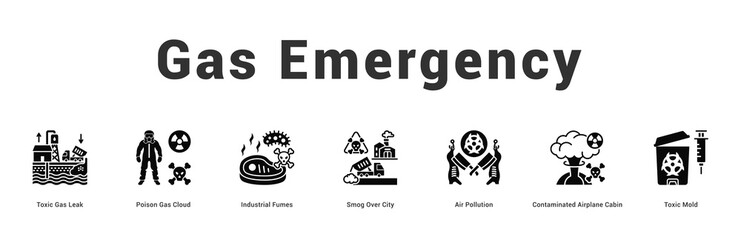 Gas Emergency Modern and clean web banner illustration featuring thematic icons for visual communication
